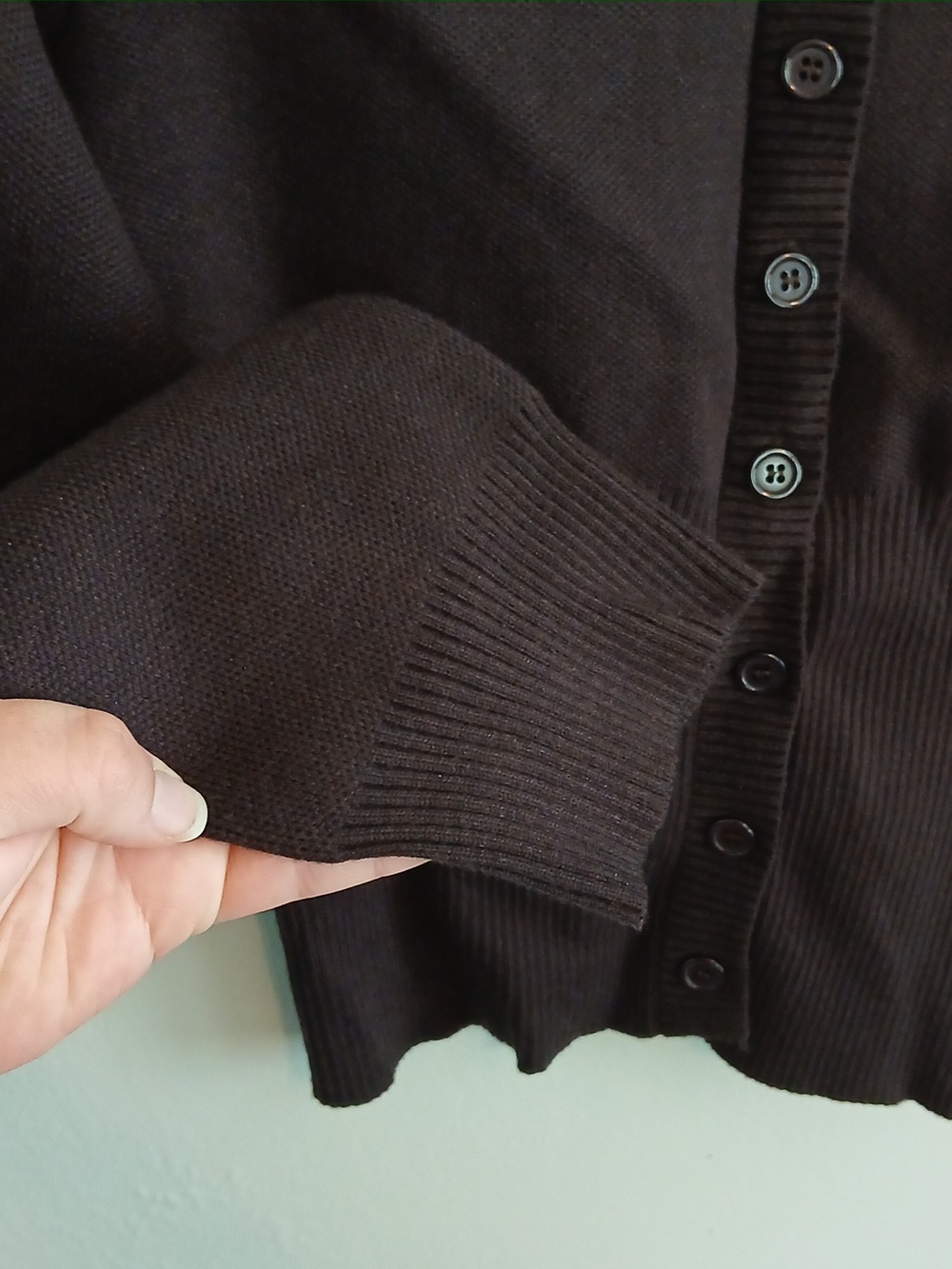 Motel Subra Long Sleeve Ribbed Hem Cardigan in Bitter Chocolate Size XS NWT - Picture 7 of 12
